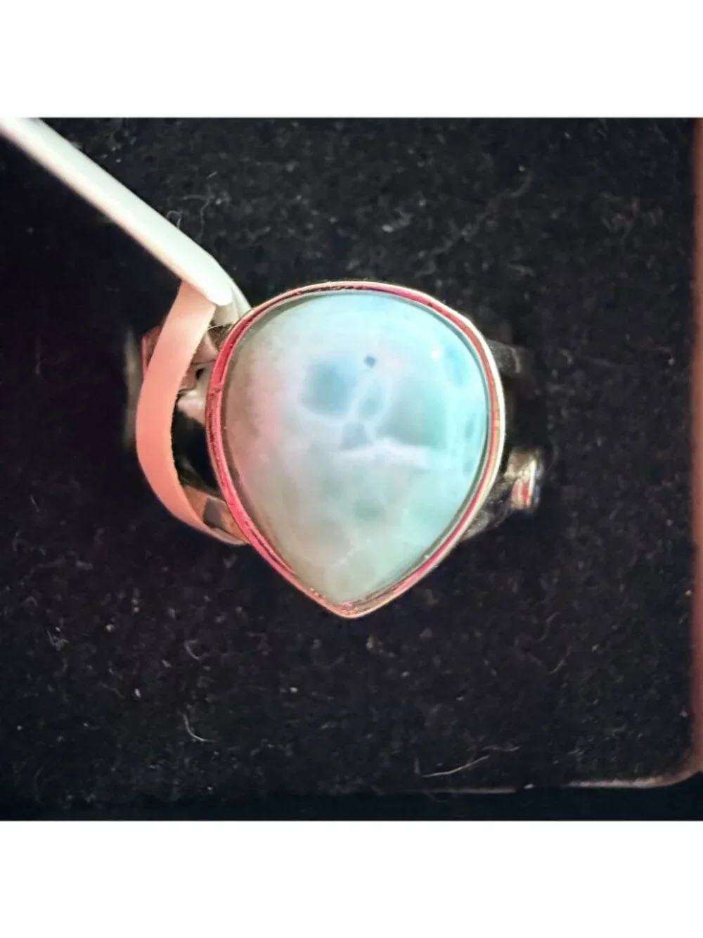 Larimar Gemstone On Sterling Silver Ring Size 6